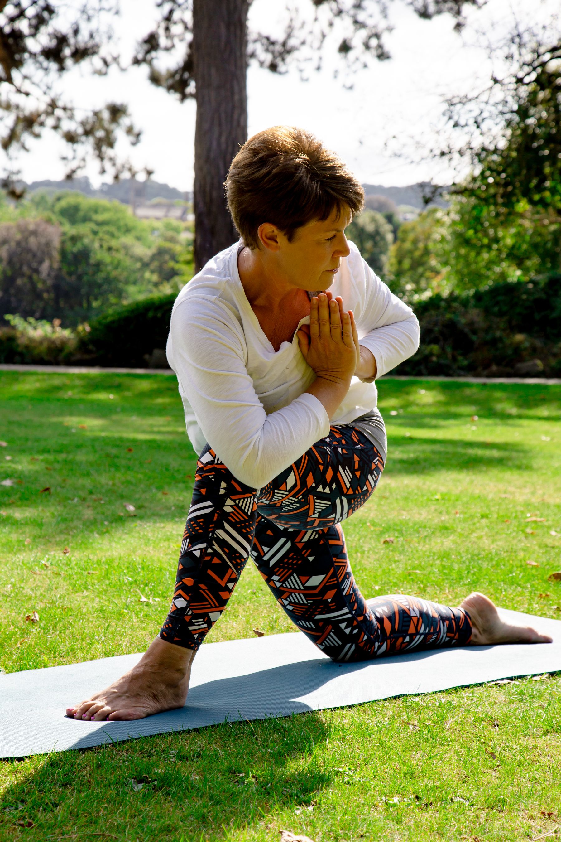 Jane McPherson practising yoga outdoors